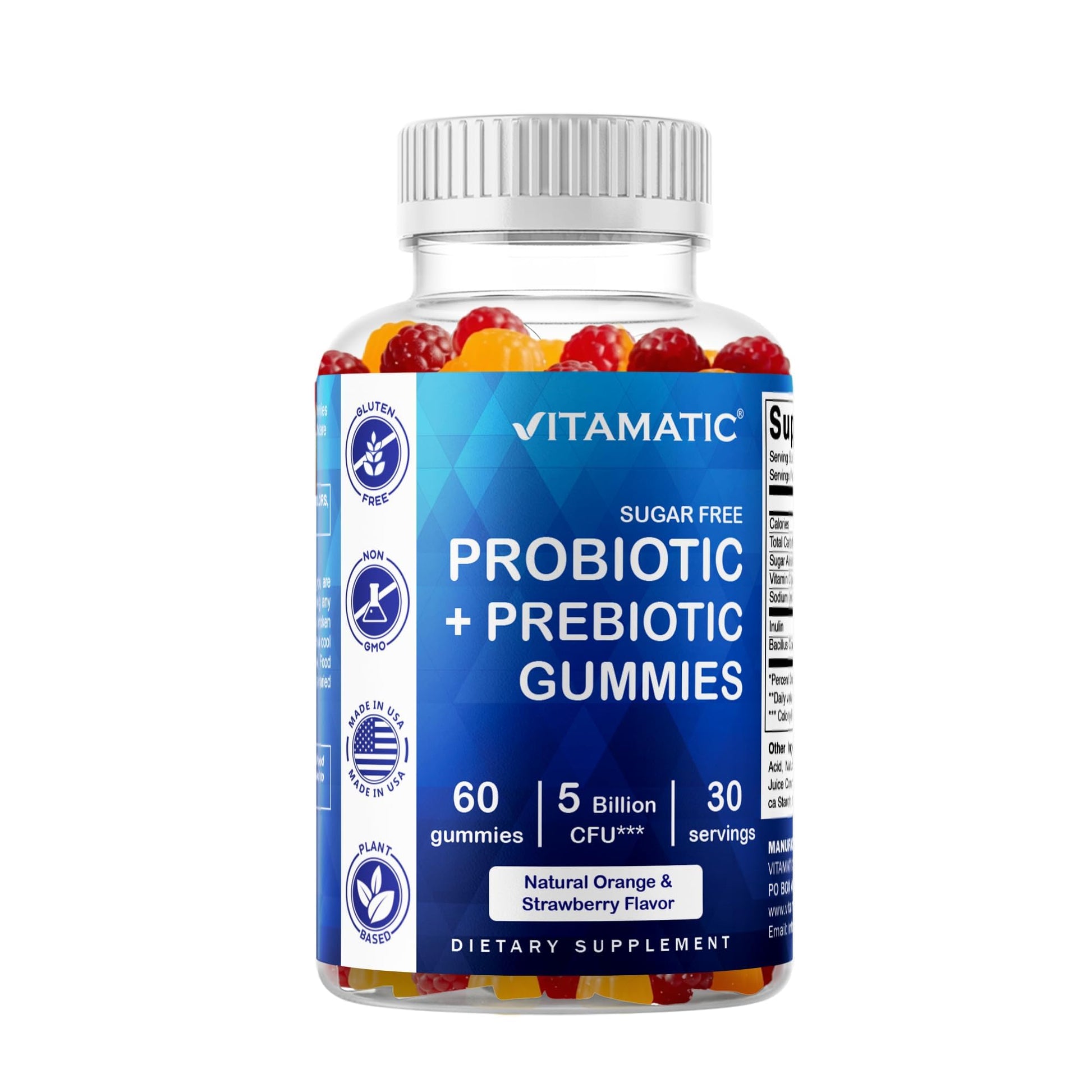 Vitamatic Probiotic Sugar Free Gummies for Men and Women – 5 Billion CFUs Digestive, Immune & Gut Health Support – Gluten Free - PrimeBioHealth - canada supplements
