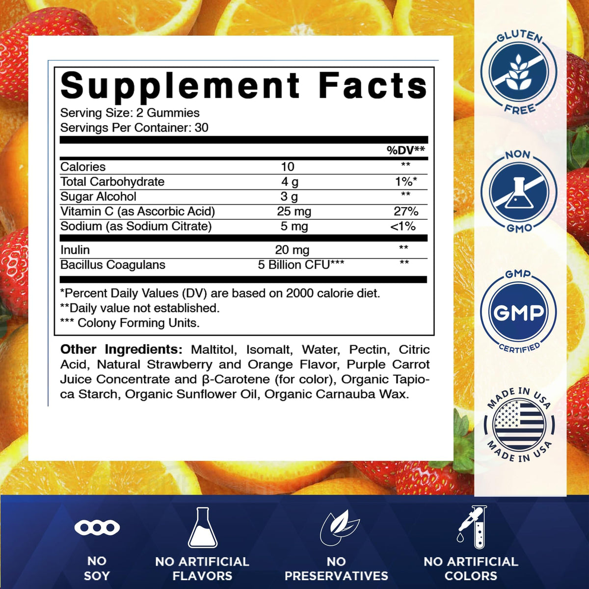 Vitamatic Probiotic Sugar Free Gummies for Men and Women – 5 Billion CFUs Digestive, Immune & Gut Health Support – Gluten Free - PrimeBioHealth - canada supplements