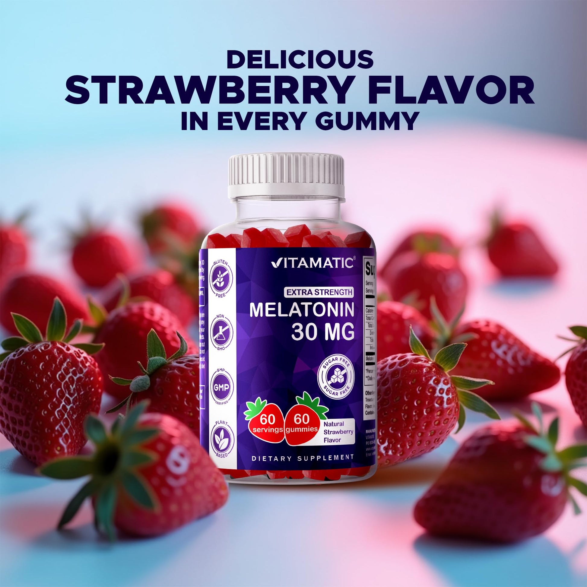 Vitamatic Sugar Free Melatonin 30mg per Gummy - 60 Servings - 60 Vegetarian Gummies - Non-Habit Forming Supplement (60 Count (Pack of 1)) - PrimeBioHealth - canada supplements