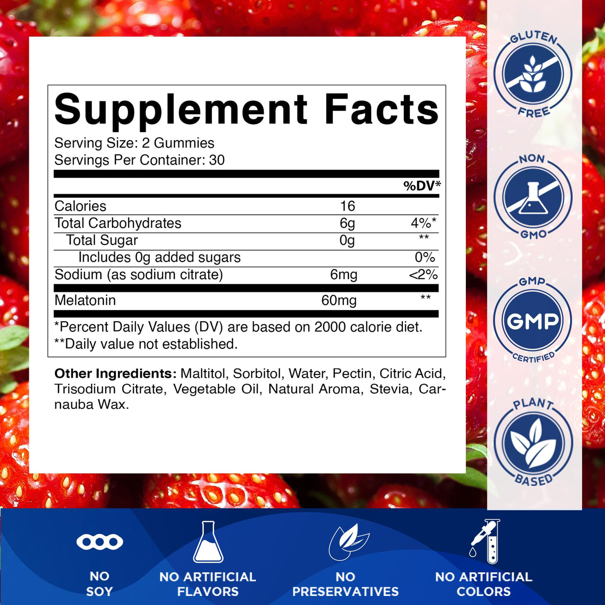 Vitamatic Sugar Free Melatonin 60 mg - 60 Vegetarian Gummies - Non-Habit Forming Supplement - PrimeBioHealth - canada supplements