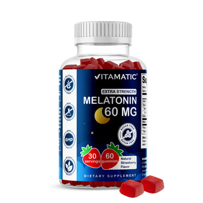 Vitamatic Sugar Free Melatonin 60 mg - 60 Vegetarian Gummies - Non-Habit Forming Supplement - PrimeBioHealth - canada supplements