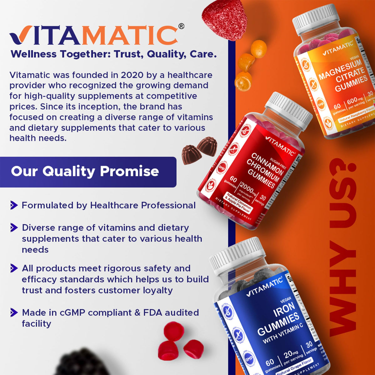 Vitamatic Vitamin B Complex Gummies with Vitamin C & Inositol - Natural Strawberry Flavor - 60 Gummies (1 Bottle) - PrimeBioHealth - canada supplements
