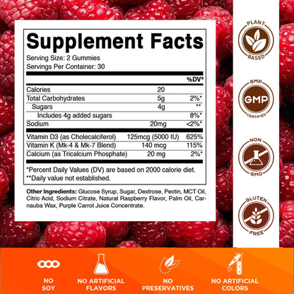 Vitamatic Vitamin D3 & K2 Gummies (2-Pack, 60 Count) Supports Healthy Bones, Heart Health, Calcium Absorption, - PrimeBioHealth - canada supplements