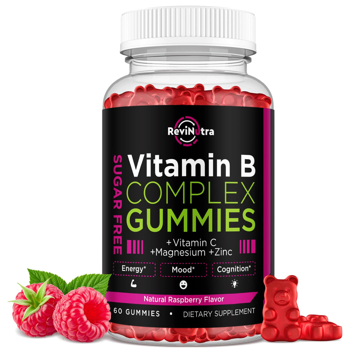 Vitamin B Complex Gummies for Women & Me, Vitamin B12, B1, B2, B3, B6, B7, B9 with Vitamin C, Zinc, Magnesium & CoQ10 for Energy, Brain, Nervous System & Mood, - PrimeBioHealth - canada supplements