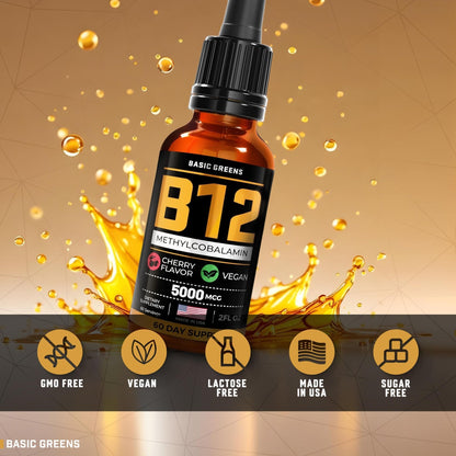 Vitamin B12 Sublingual Liquid Drops 5000 mcg – Vegan Methyl B-12 Supplement for Energy & Focus – B 12 Vitamin for Women & Men - PrimeBioHealth - canada supplements