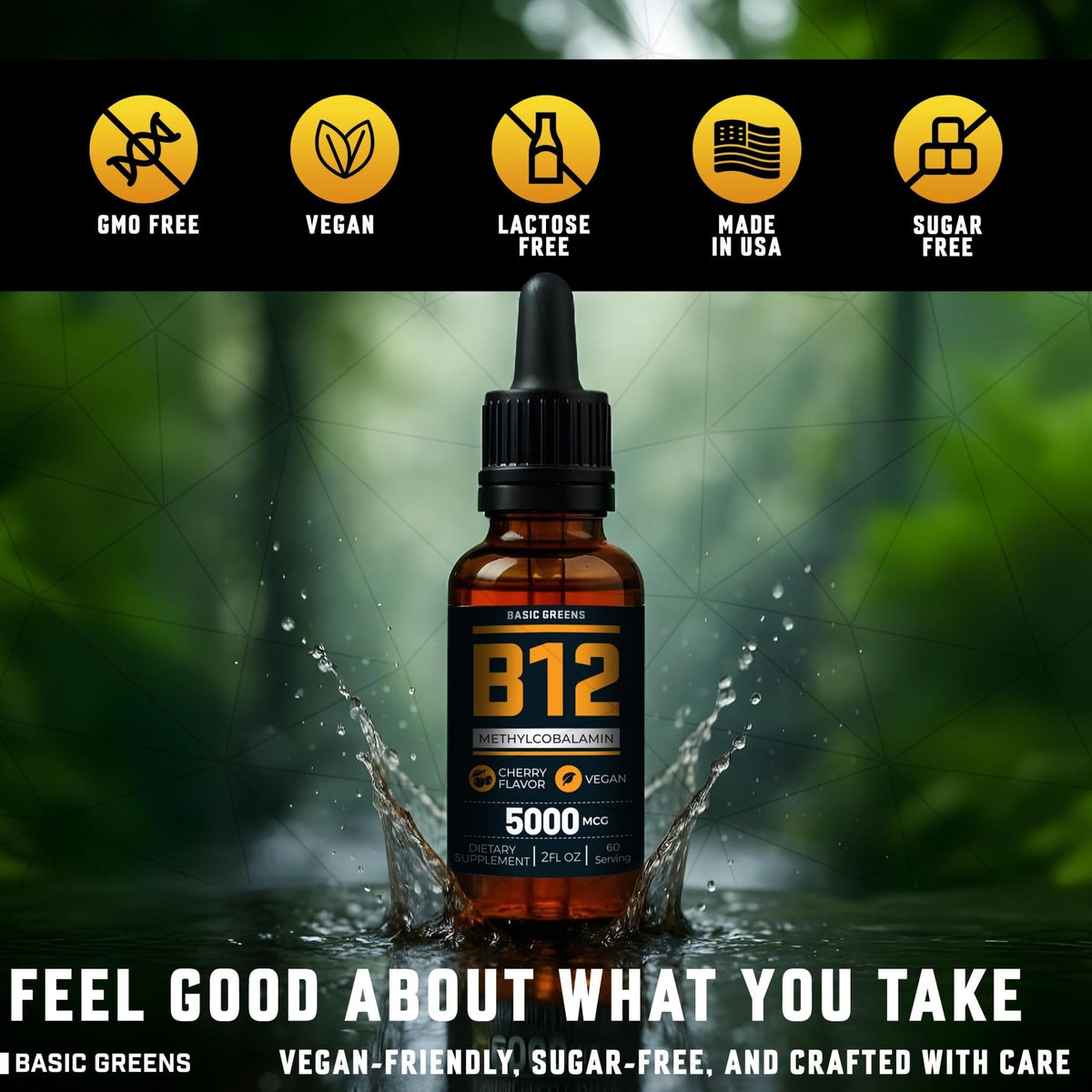 Vitamin B12 Sublingual Liquid Drops 5000 mcg – Vegan Methyl B-12 Supplement for Energy & Focus – B 12 Vitamin for Women & Men - PrimeBioHealth - canada supplements