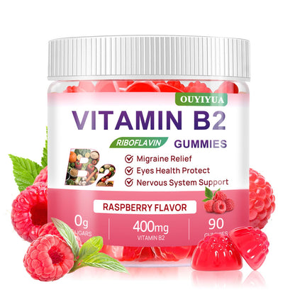 Vitamin B2 Gummies Riboflavin 400mg Supplement with Magnesium for Kids & Adults B2 Gummies for Migraine Relief, Headache Relief & Nervous System Support - PrimeBioHealth - canada supplements