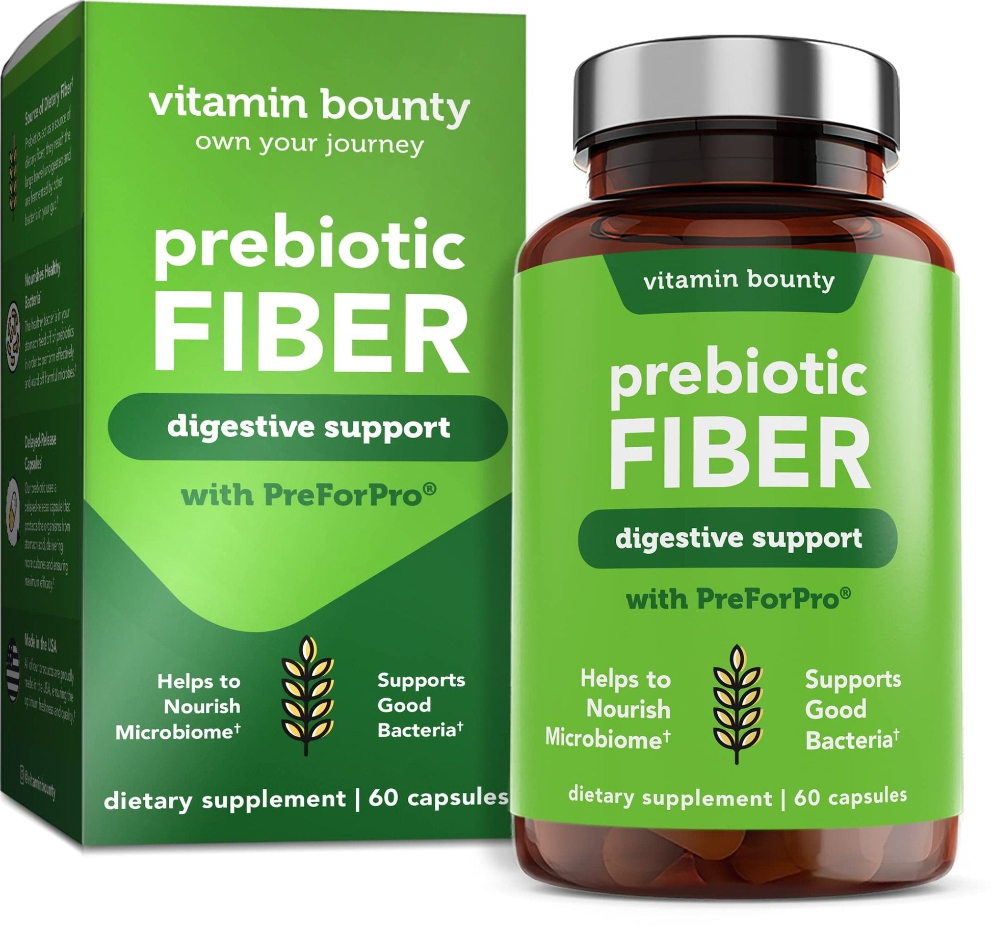 Vitamin Bounty Prebiotic Capsules - PreforPro® Prebiotics Supplement for Women & Men Digestive Health & Advanced Gut Health – No Fiber, No Bloating - PrimeBioHealth - canada supplements