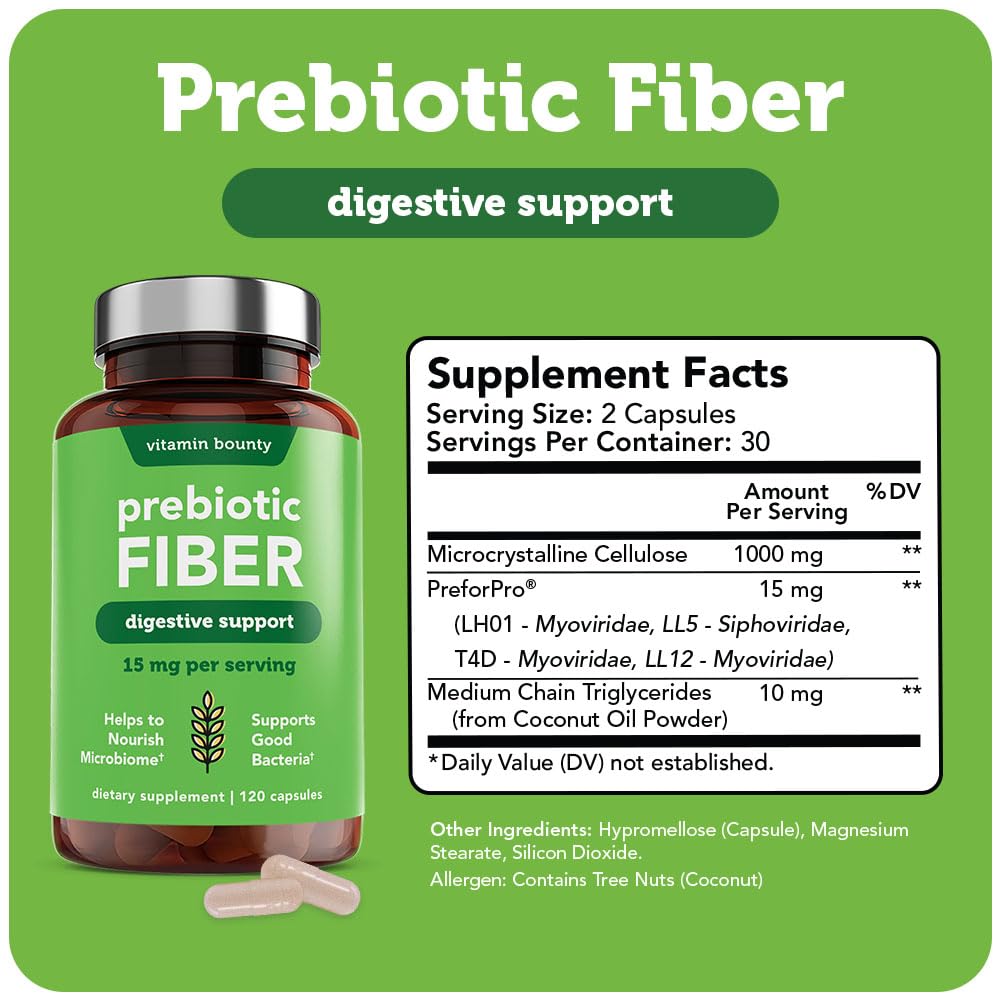 Vitamin Bounty Prebiotic Capsules - PreforPro® Prebiotics Supplement for Women & Men Digestive Health & Advanced Gut Health – No Fiber, No Bloating - PrimeBioHealth - canada supplements