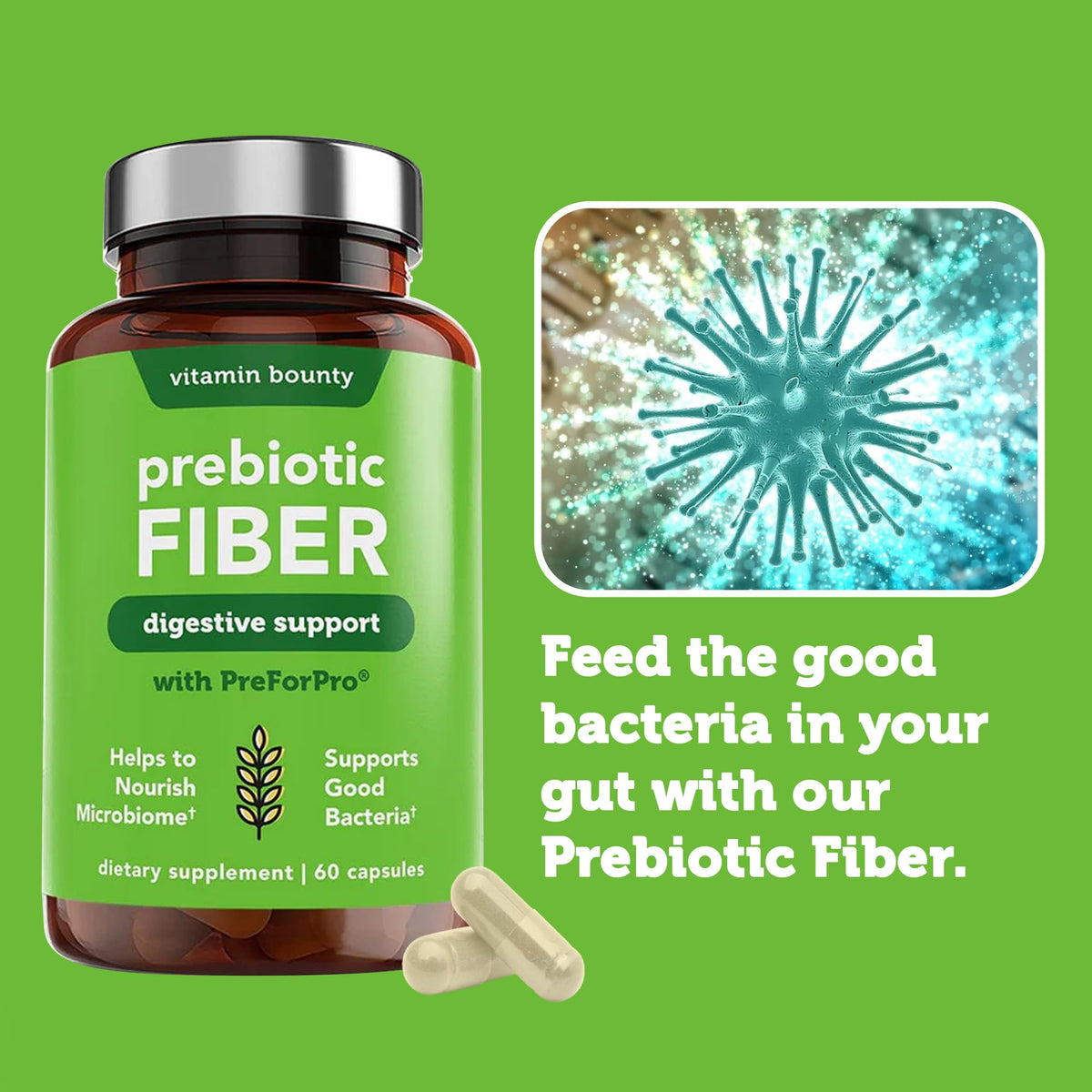 Vitamin Bounty Prebiotic Capsules - PreforPro® Prebiotics Supplement for Women & Men Digestive Health & Advanced Gut Health – No Fiber, No Bloating - PrimeBioHealth - canada supplements