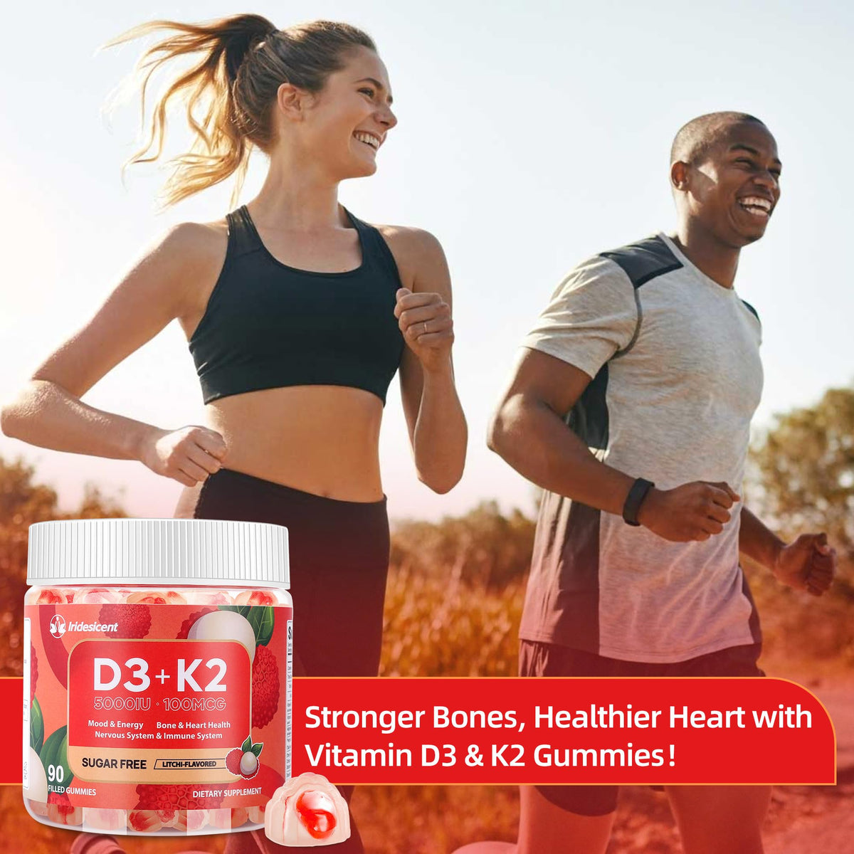 Vitamin D3 K2 Gummies w/Magnesium Sugar Free - 90 Count | D3 Vitamin 5,000 IU + K2(MK-7) 100 mcg - Vegan K2 D3 Vitamin Supplement, Highly Absorbent Supports Bone - PrimeBioHealth - canada supplements
