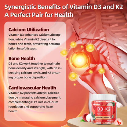 Vitamin D3 K2 Gummies w/Magnesium Sugar Free - 90 Count | D3 Vitamin 5,000 IU + K2(MK-7) 100 mcg - Vegan K2 D3 Vitamin Supplement, Highly Absorbent Supports Bone - PrimeBioHealth - canada supplements