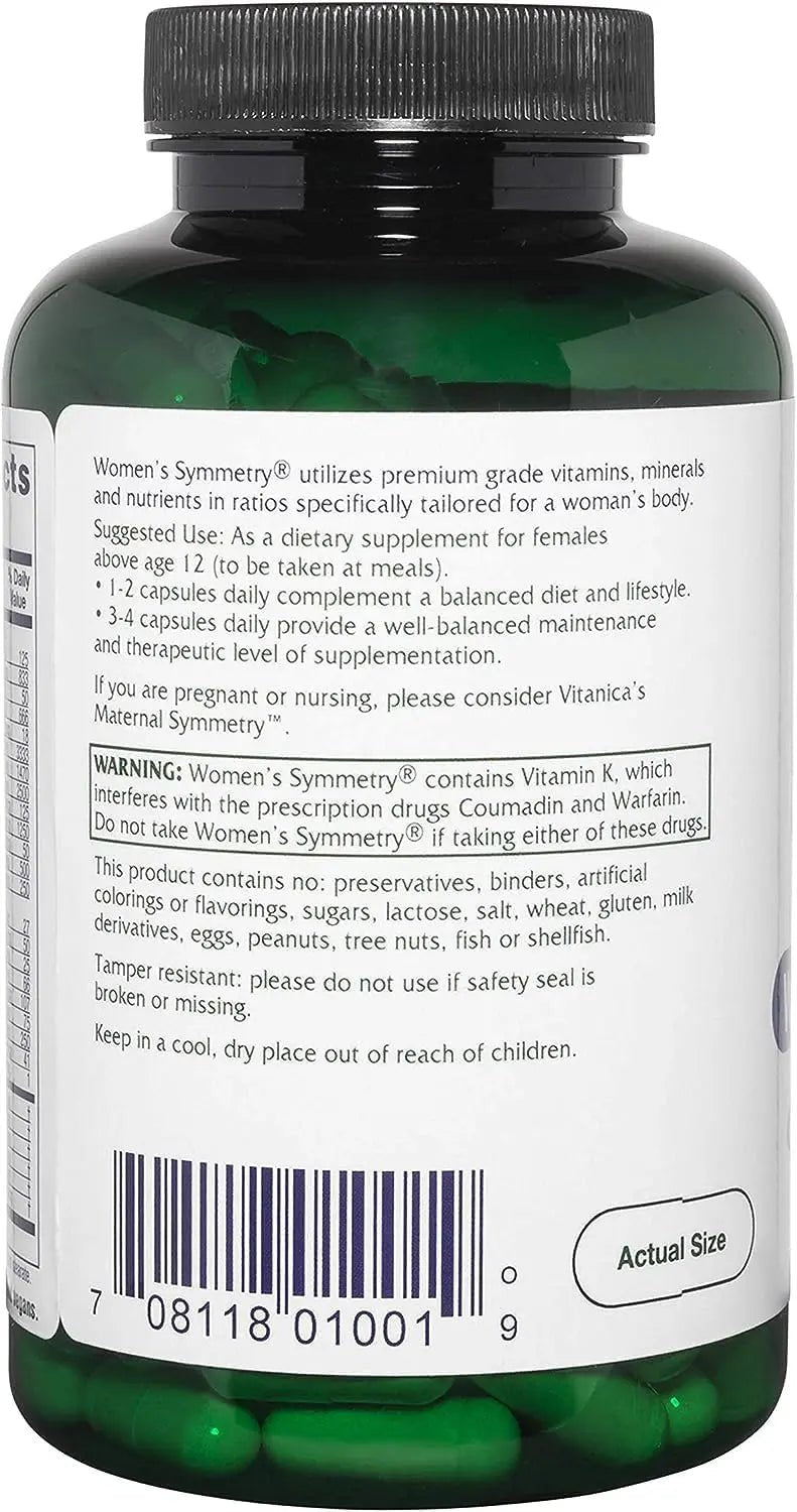 Vitanica Women's Symmetry, High Potency Daily Multivitamin, Vegan/Vegetarian, 180 Capsules - PrimeBioHealth - canada supplements