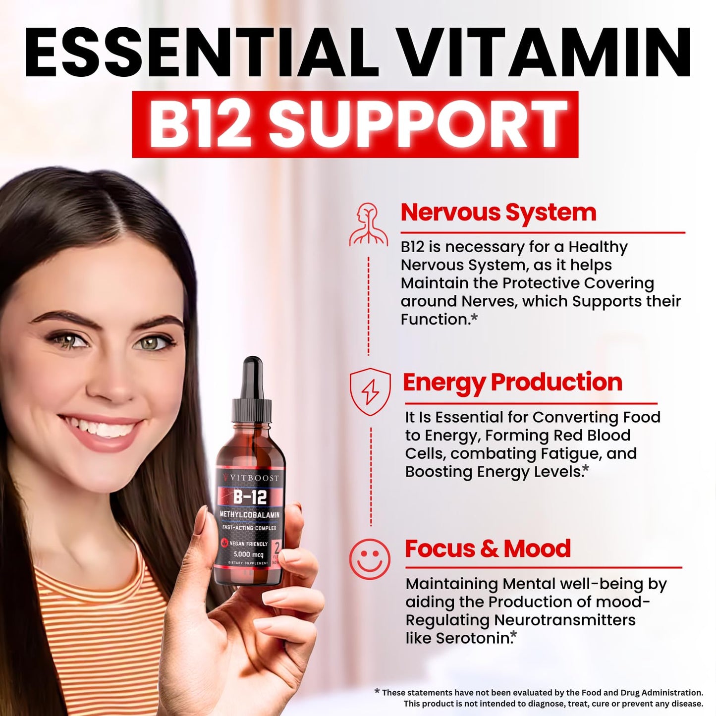 VITBOOST Vegan Liquid B-12 Drops – 60 x 5000 mcg Extra Strength Raspberry Flavored Vitamin B12 Liquid Methylcobalamin sublingual Supplement | Designed to Maximize Absorption - PrimeBioHealth - canada supplements