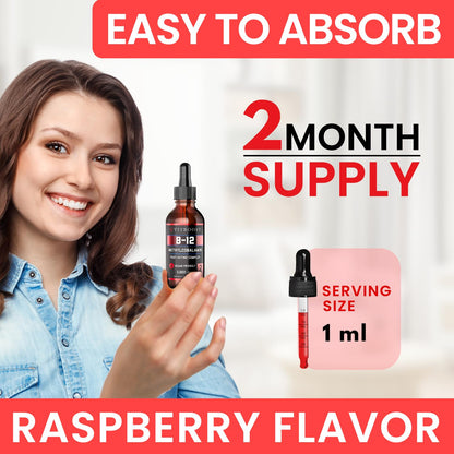 VITBOOST Vegan Liquid B-12 Drops – 60 x 5000 mcg Extra Strength Raspberry Flavored Vitamin B12 Liquid Methylcobalamin sublingual Supplement | Designed to Maximize Absorption - PrimeBioHealth - canada supplements