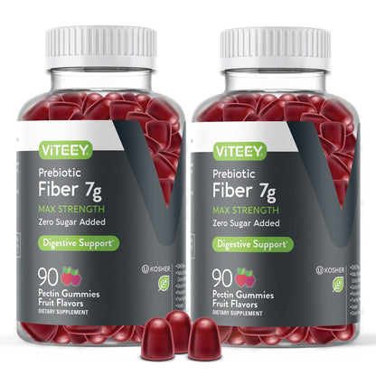 VITEEY Prebiotic Fiber Gummies for Adults, 7g - Gut Health & Digestive Soluble Fiber Supplement Gummies - Zero Sugar Added, Vegan, Gluten-Free - 180 Count - PrimeBioHealth - canada supplements