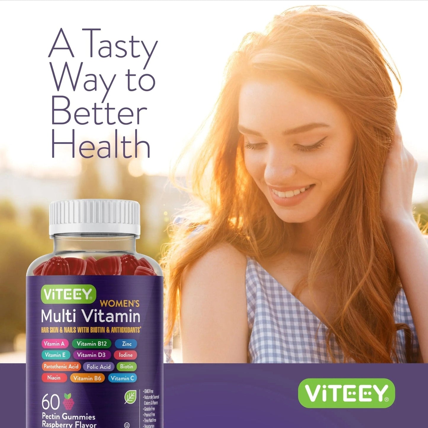 Viteey Womens Multivitamin Gummies - Immune Support - 12 in 1 Essential Vitamins & Minerals - Vitamin A, C, D3, E, B6, B12, Folic Acid, Biotin, Calcium - PrimeBioHealth - canada supplements
