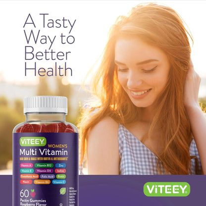 Viteey Womens Multivitamin Gummies - Immune Support - 12 in 1 Essential Vitamins & Minerals - Vitamin A, C, D3, E, B6, B12, Folic Acid, Biotin, Calcium - PrimeBioHealth - canada supplements