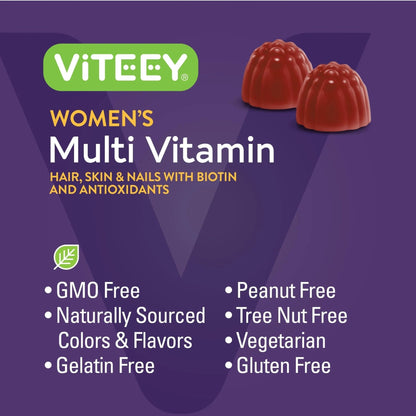 Viteey Womens Multivitamin Gummies - Immune Support - 12 in 1 Essential Vitamins & Minerals - Vitamin A, C, D3, E, B6, B12, Folic Acid, Biotin, Calcium - PrimeBioHealth - canada supplements