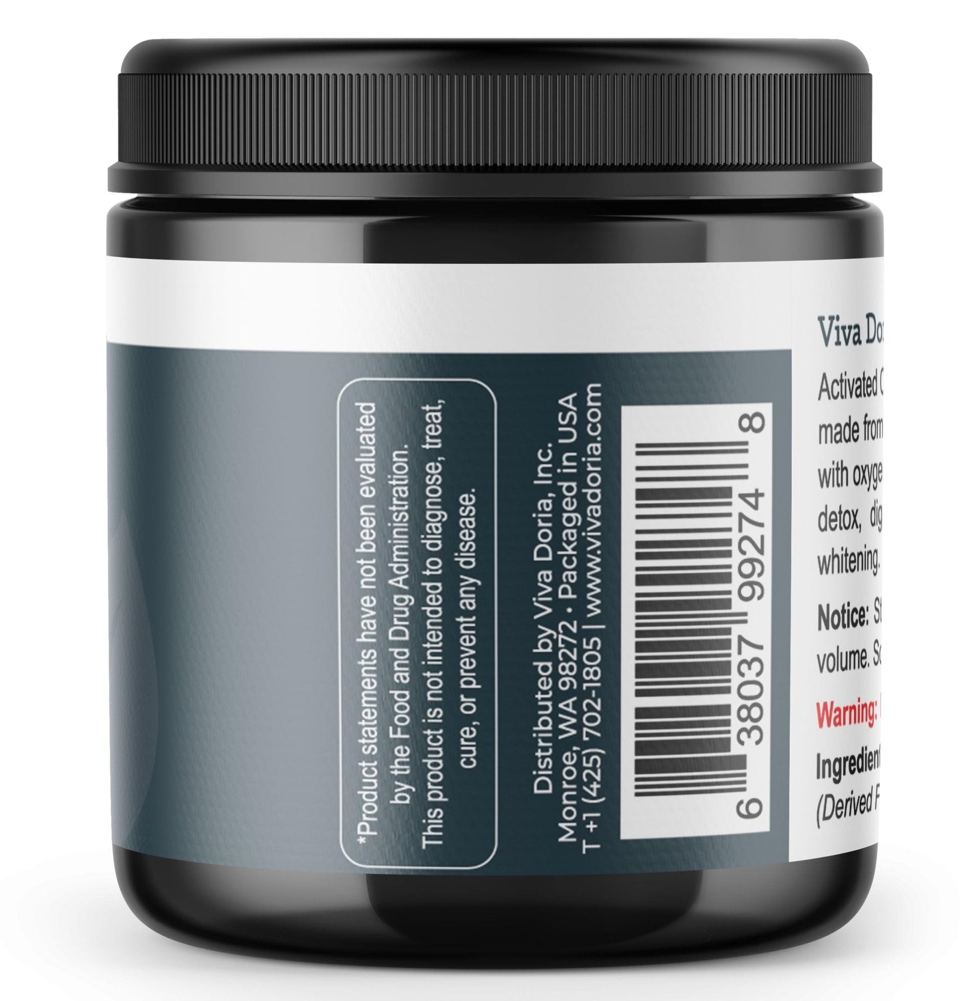 Viva Doria Activated Charcoal Powder, Hardwood Derived, Food Grade, 4 Oz - PrimeBioHealth - canada supplements