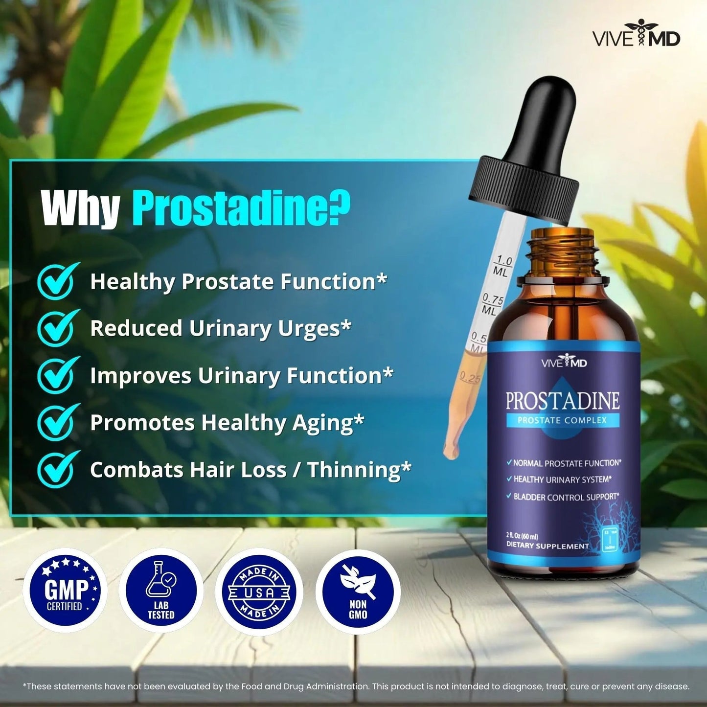 VIVE MD Prostadine Drops for Prostate Health, Bladder Urinating Issues - Prostadine Official Drop Formula - Extra Strength with Pomegranate, Prostadine Reviews (Package of 5) - PrimeBioHealth - canada supplements