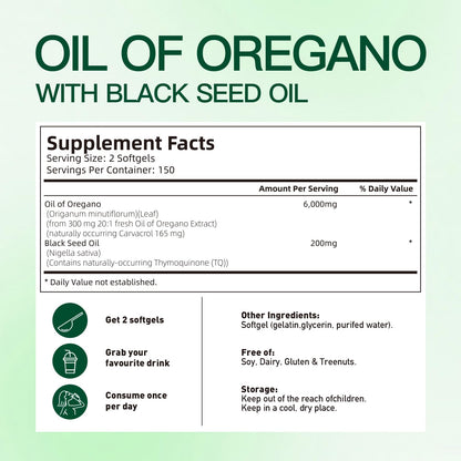 VivoNu Oil of Oregano with Black Seed Oil, Balanced Oil of Oregano Capsules, 300 Count Organic OreganoOil Softgels - PrimeBioHealth - canada supplements