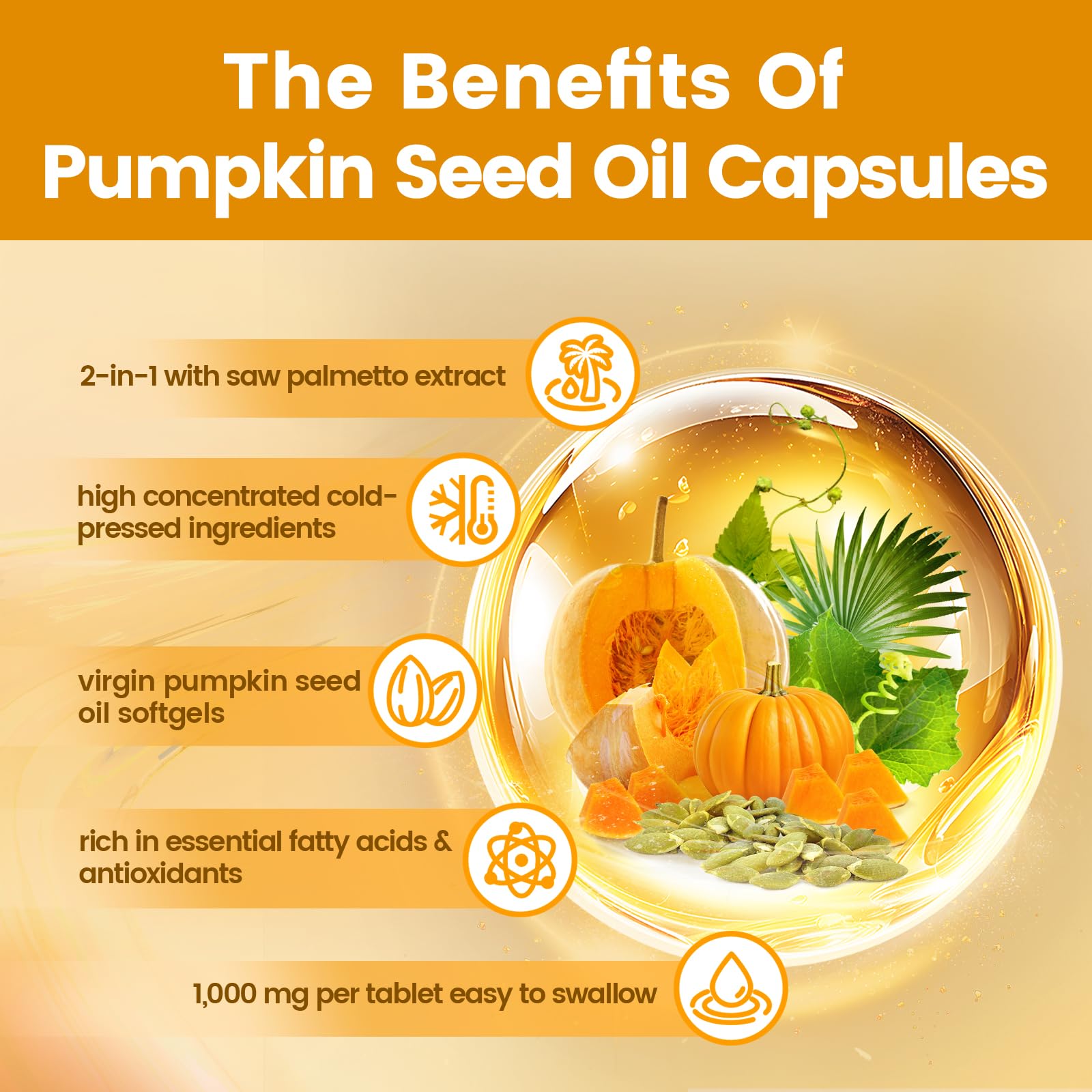 VivoNu Pumpkin Seed Oil with Saw Palmetto Capsules | Cold Pressed, Pure Virgin Oil, Essential Fatty Acids & Phytosterols | 300 SoftgelsSupports Hair, Urinary - PrimeBioHealth - canada supplements