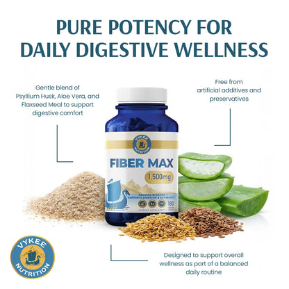 Vykee Nutrition Advanced Fiber Complex – Psyllium Husk, Aloe Vera, Chia & Flax Seed | Vegan, Non-GMO | Supports Digestive Health, Regularity & Gut Wellness | 180 Capsules - PrimeBioHealth - canada supplements