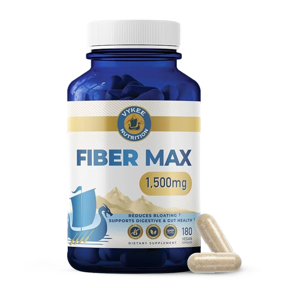 Vykee Nutrition Advanced Fiber Complex – Psyllium Husk, Aloe Vera, Chia & Flax Seed | Vegan, Non-GMO | Supports Digestive Health, Regularity & Gut Wellness | 180 Capsules - PrimeBioHealth - canada supplements