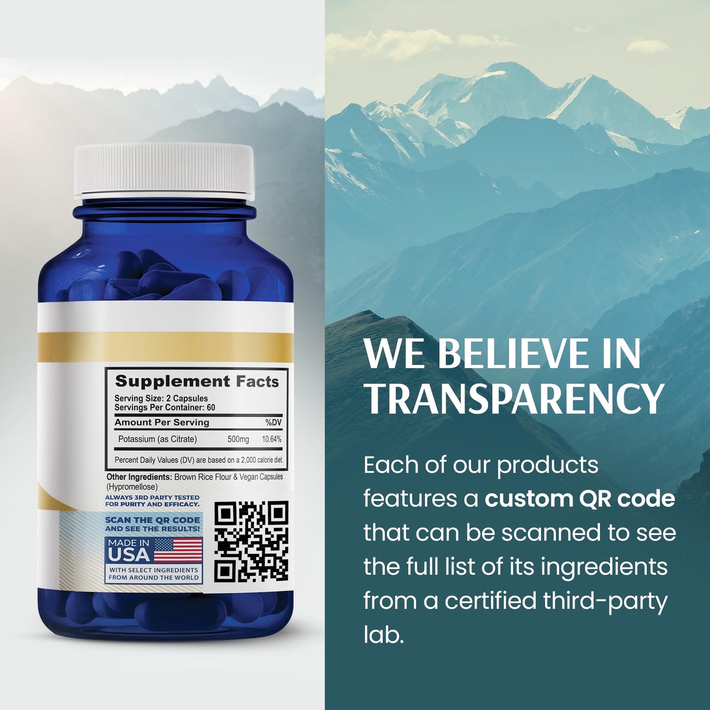 Vykee Nutrition Potassium Citrate Capsules - Supplements for Electrolyte Balance, Muscle & Heart Health - Vegan, Non-GMO, - PrimeBioHealth - canada supplements