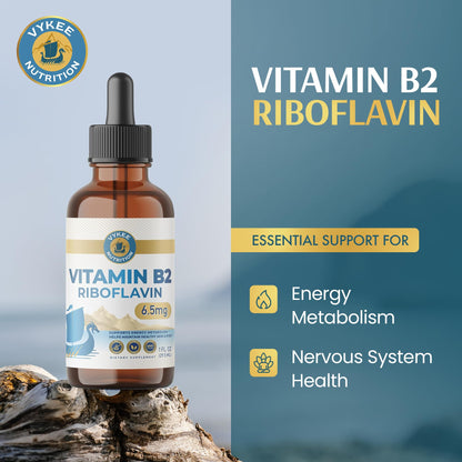 Vykee Nutrition Vitamin B2 Riboflavin Drops - Liquid B2 Supplement for Energy Metabolism, Cellular Function and Vision Support - Vegan, Non-GMO, Gluten-Free - PrimeBioHealth - canada supplements