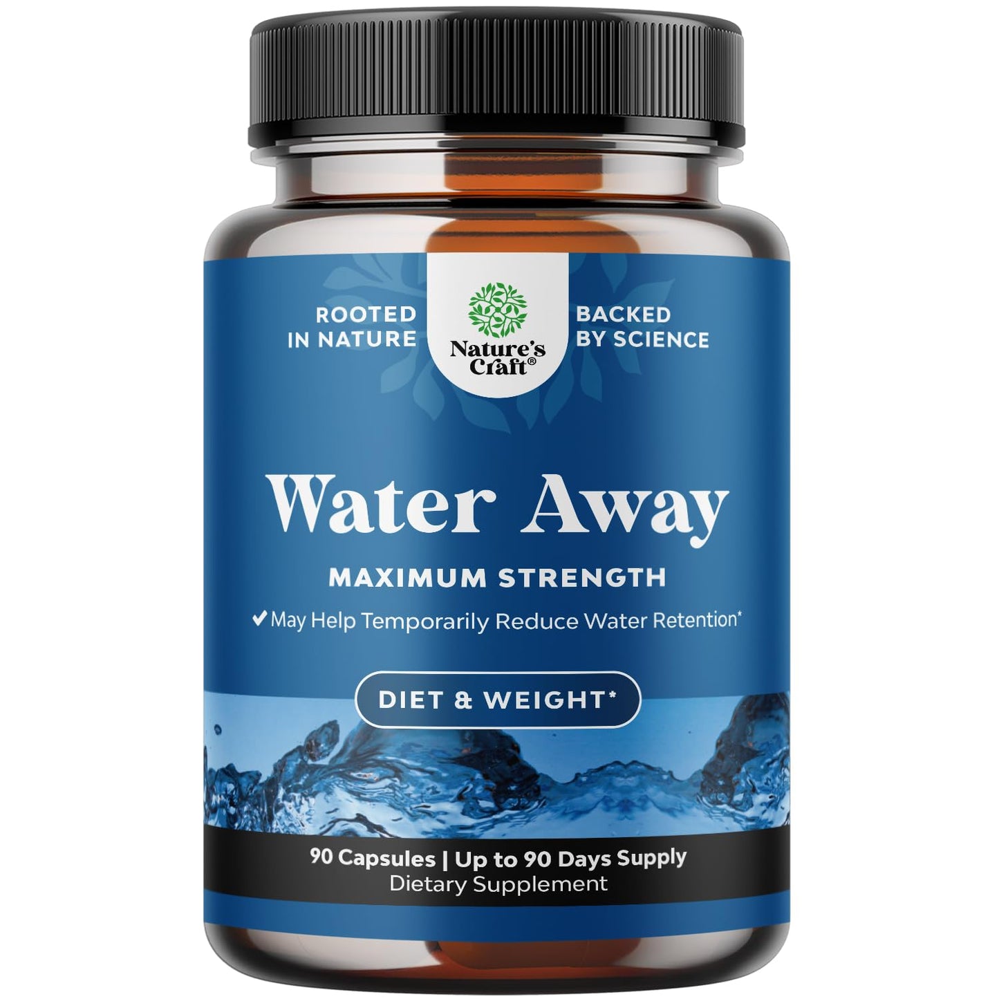 Water Away Herbal Diuretic Pills High Strength - Fluid Retention Supplement with Dandelion Leaf Extract & Green Tea for Bloating Relief for Women & Men - PrimeBioHealth - canada supplements