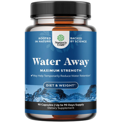 Water Away Herbal Diuretic Pills High Strength - Fluid Retention Supplement with Dandelion Leaf Extract & Green Tea for Bloating Relief for Women & Men - PrimeBioHealth - canada supplements