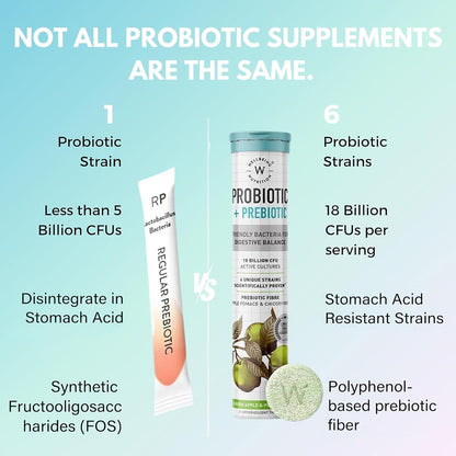Wellbeing Nutrition Daily Probiotics + Prebiotics | Improve Metabolism, Acidity Relief, Digestion & Gut Health | 18 Billion CFU Organic Probiotics Supplement - PrimeBioHealth - canada supplements