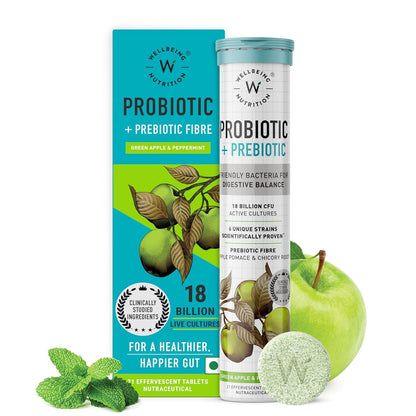 Wellbeing Nutrition Daily Probiotics + Prebiotics | Improve Metabolism, Acidity Relief, Digestion & Gut Health | 18 Billion CFU Organic Probiotics Supplement - PrimeBioHealth - canada supplements