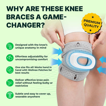 Wellnee Knee Brace with Silicone Padding - Wellknee Compression Sleeve for Men & Women - Joint Support that Massages & Boosts Circulation During Walking, Running & Exercise - PrimeBioHealth - canada supplements