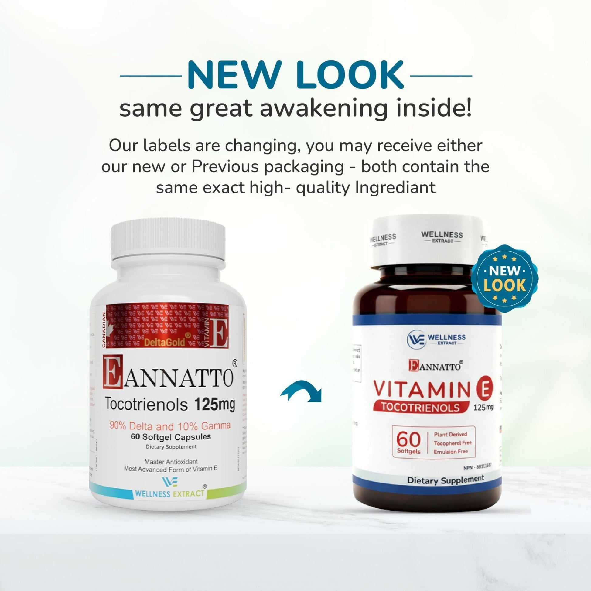 WELLNESS EXTRACT Eannatto Tocotrienols Vitamin E Supplements Tocopherol Free, Non-GMO, Gluten Free & Antioxidant (125MG 60 Softgels) - PrimeBioHealth - canada supplements