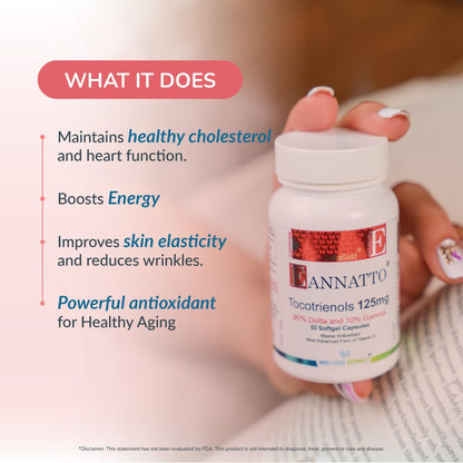 WELLNESS EXTRACT Eannatto Tocotrienols Vitamin E Supplements Tocopherol Free, Non-GMO, Gluten Free & Antioxidant (125MG 60 Softgels) - PrimeBioHealth - canada supplements