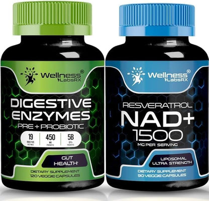 WELLNESS LABSRX NAD Supplement Capsules | Digestive Enzymes Capsules | Bundle - PrimeBioHealth - canada supplements