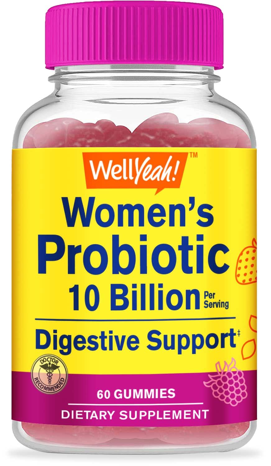 WellYeah Probiotics for Women Gummies - 10 Billion CFU - for Digestive Support, Gut Health, and Feminine Health Support - Natural Sourced Flavors - Vegan - PrimeBioHealth - canada supplements
