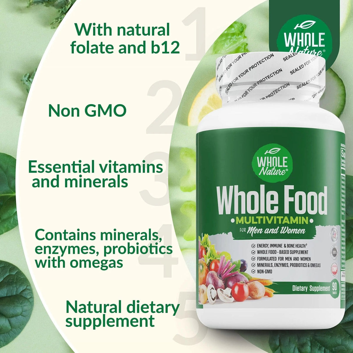 Whole Nature Whole Food Multivitamin for Men and Women Complete Daily Superfood Vitamins Plus Minerals Digestive Enzymes - PrimeBioHealth - canada supplements