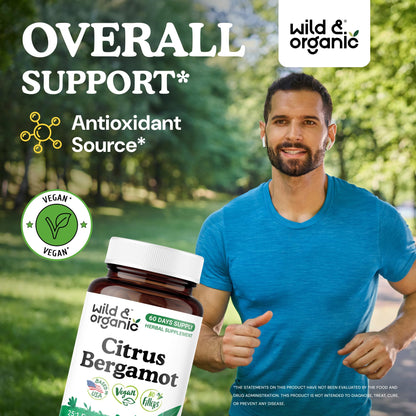 Wild & Organic Citrus Bergamot Capsules - Antioxidant & Overall Support - Citrus Bergamot Extract Capsules - Bergamia Fruit Powder Supplement - PrimeBioHealth - canada supplements