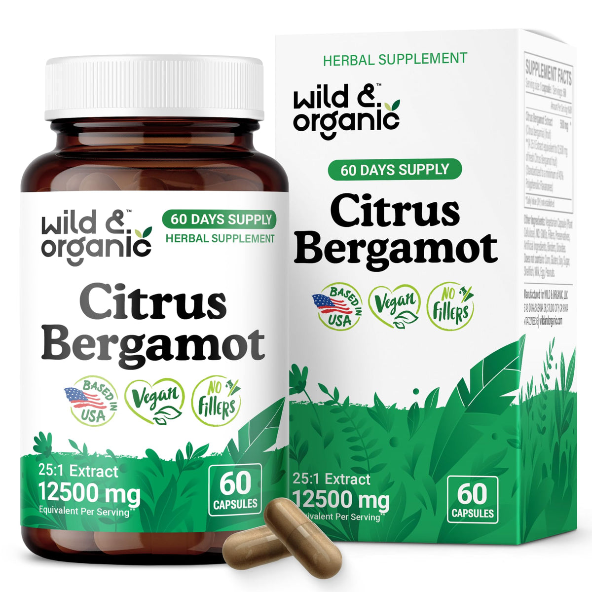 Wild & Organic Citrus Bergamot Capsules - Antioxidant & Overall Support - Citrus Bergamot Extract Capsules - Bergamia Fruit Powder Supplement - PrimeBioHealth - canada supplements