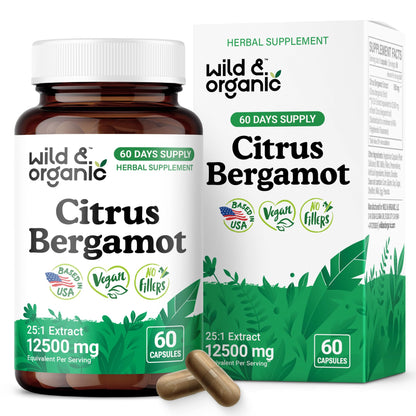 Wild & Organic Citrus Bergamot Capsules - Antioxidant & Overall Support - Citrus Bergamot Extract Capsules - Bergamia Fruit Powder Supplement - PrimeBioHealth - canada supplements
