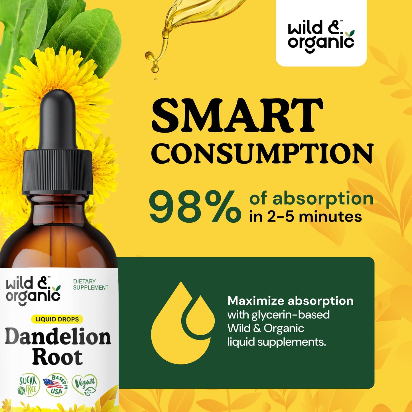 Wild & Organic Dandelion Root Extract Drops - Liver Cleanse Detox - Herbal Dandelion Tincture - Liver Support Supplement - Add to Tea - Vegan, Sugar & Alcohol-Free Liquid Drops - 4 fl oz - PrimeBioHealth - canada supplements
