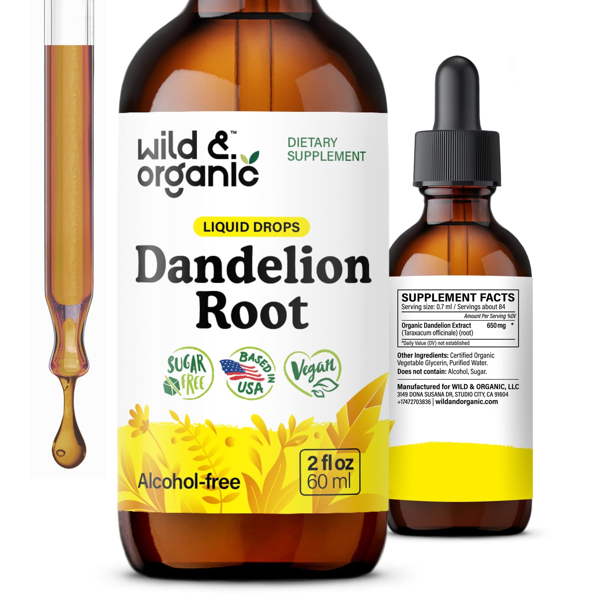 Wild & Organic Dandelion Root Extract Drops - Liver Cleanse Detox - Herbal Dandelion Tincture - Liver Support Supplement - Add to Tea - Vegan, Sugar & Alcohol-Free Liquid Drops - 4 fl oz - PrimeBioHealth - canada supplements