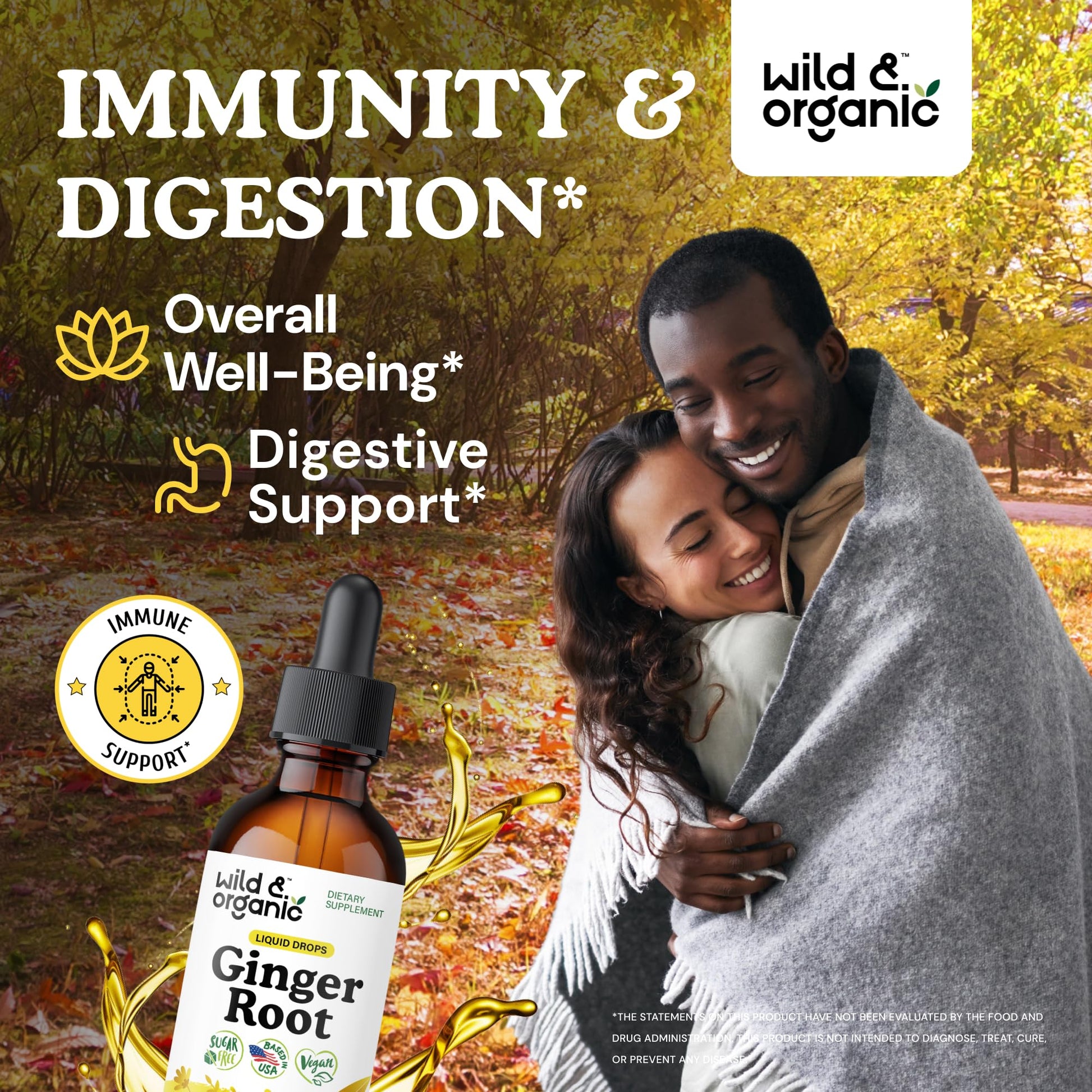 Wild & Organic Ginger Root Extract Drops - Immune & Digestive Support - Liquid Ginger Supplements - Easy to Add to Tea - Vegan, Sugar & Alcohol-Free Tincture - 4 fl oz - PrimeBioHealth - canada supplements