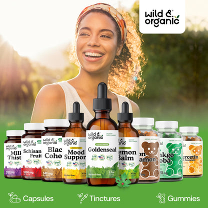 Wild & Organic Goldenseal Tincture - Lung & Digestive Support - Goldenseal Root Extract Liquid Drops - Vegan, Sugar & Alcohol-Free Herb Supplement - 4 fl oz - PrimeBioHealth - canada supplements