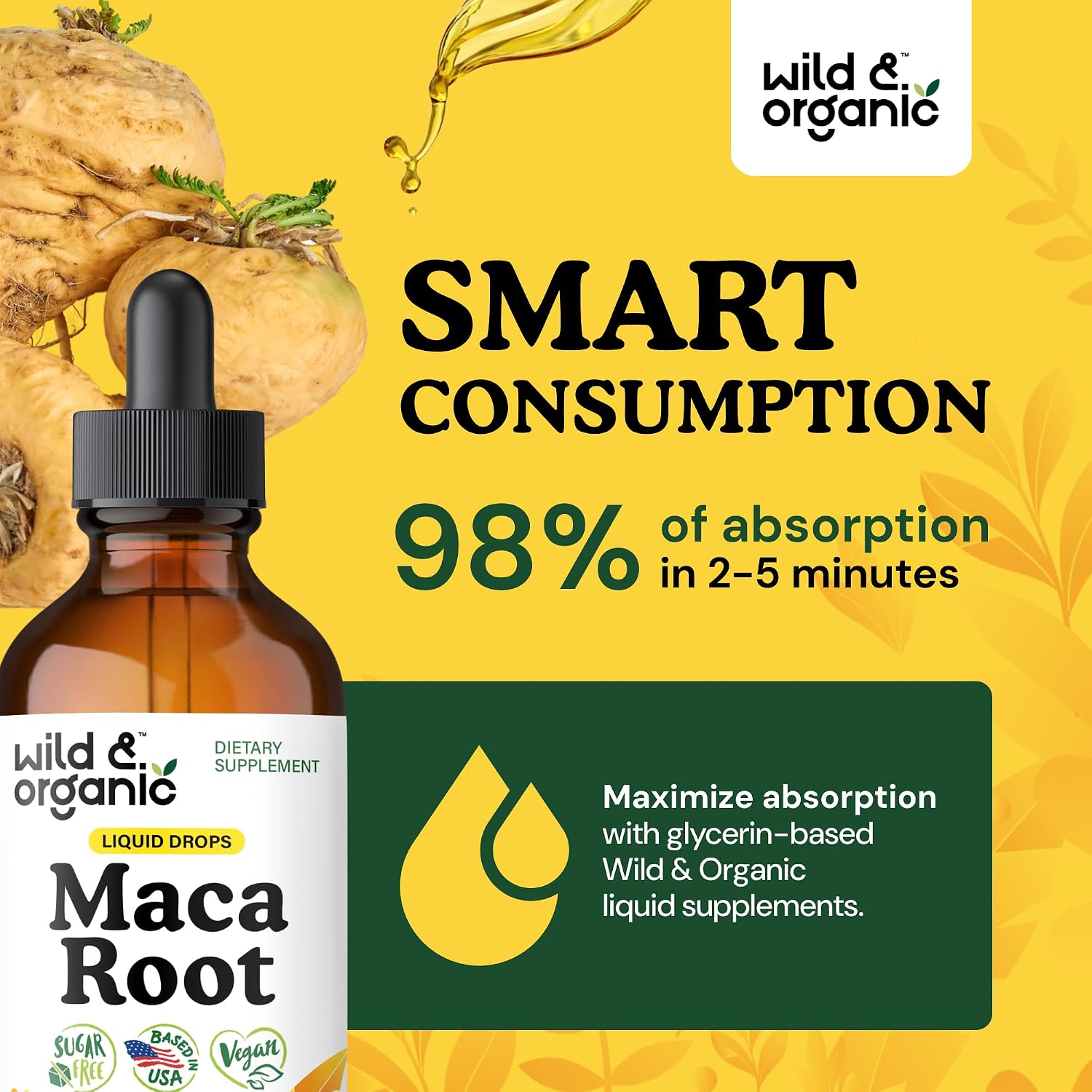 Wild & Organic Maca Root Liquid Drops for Men & Women - Peruvian Maca Tincture for Overall Support - Vegan, Sugar & Alcohol-Free Supplement - 4 fl oz - PrimeBioHealth - canada supplements