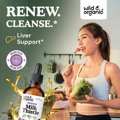 Wild & Organic Milk Thistle Liquid Drops - Liver Cleanse Detox - Silymarin Milk Thistle Supplement for Liver Support - Add to Tea - Silybum Marianum Seed Extract Tincture - Sugar & Alcohol-Free - 4 oz - PrimeBioHealth - canada supplements